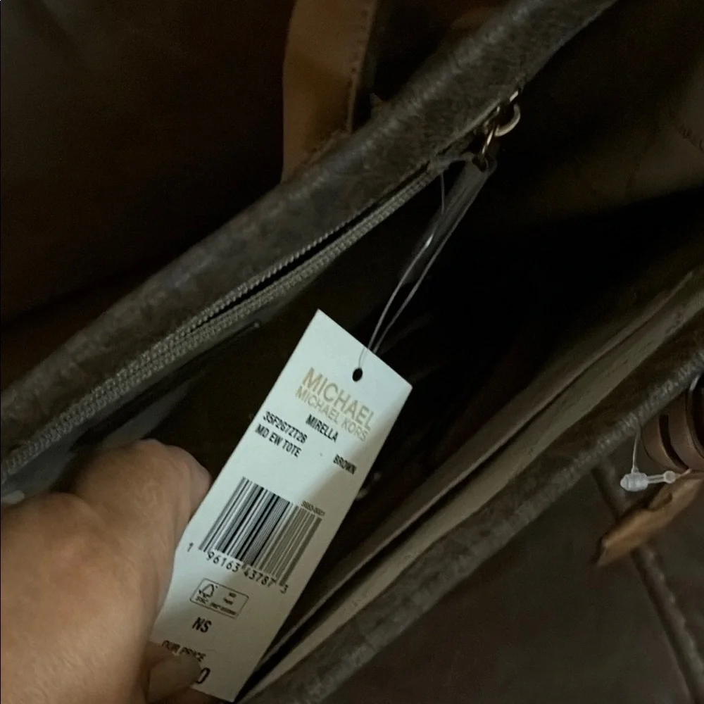 NWT Michael Kors Brown Tote Bag with Gold Accents - Picture 5 of 11